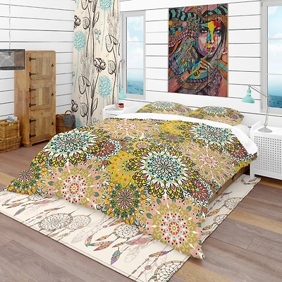 Designart 'Mandala Pattern For Printing on Fabric Or Paper' Bohemian & Eclectic Bedding Set