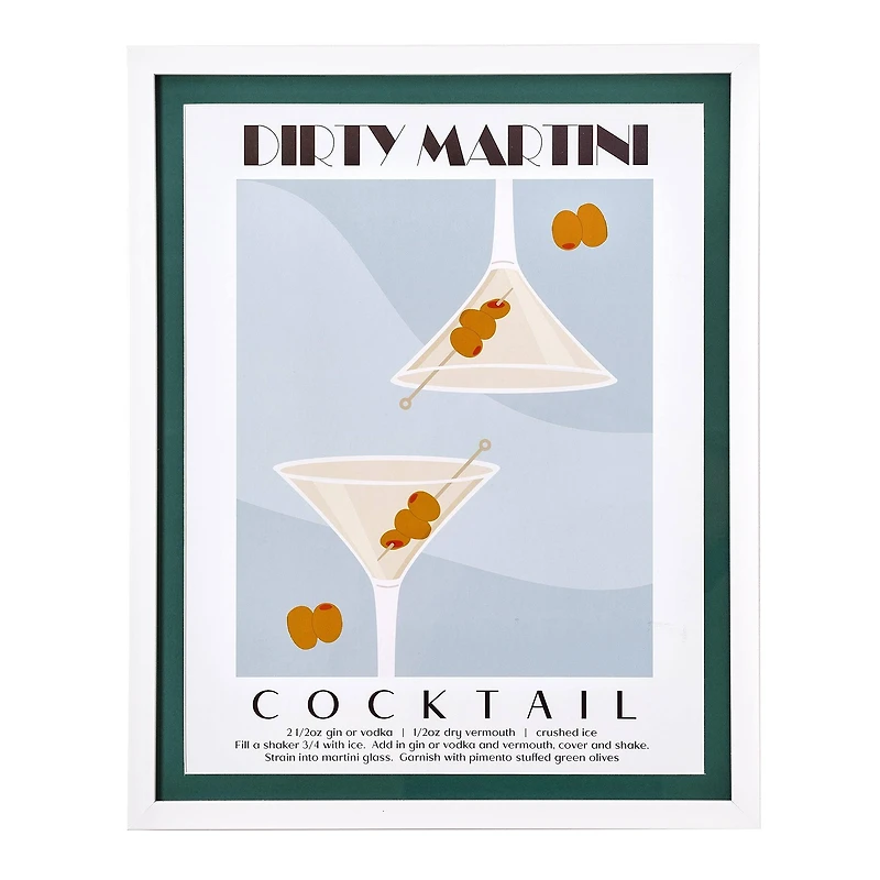 American Art Decor Tipsy Framed Dirty Martini Cocktail Poster - 16" x 20" x .75"
