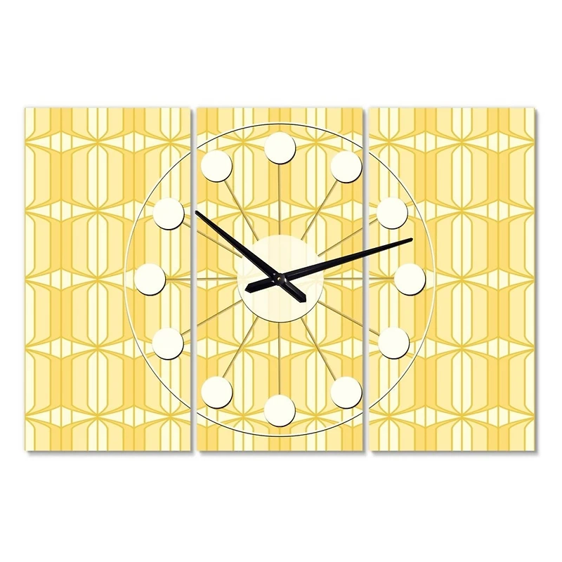 Designart Retro Ornamental Design III Oversized Mid-Century Modern Multipanel Wall Clock