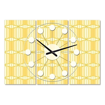 Designart Retro Ornamental Design III Oversized Mid-Century Modern Multipanel Wall Clock