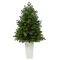 3.5ft. Pre-Lit Washington Fir Artificial Christmas Tree In Tower Planter, Clear Lights