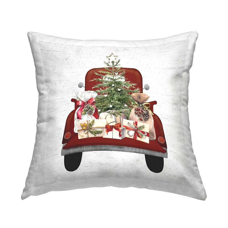 Stupell Industries Holiday Christmas Tree Gifts Throw Pillow
