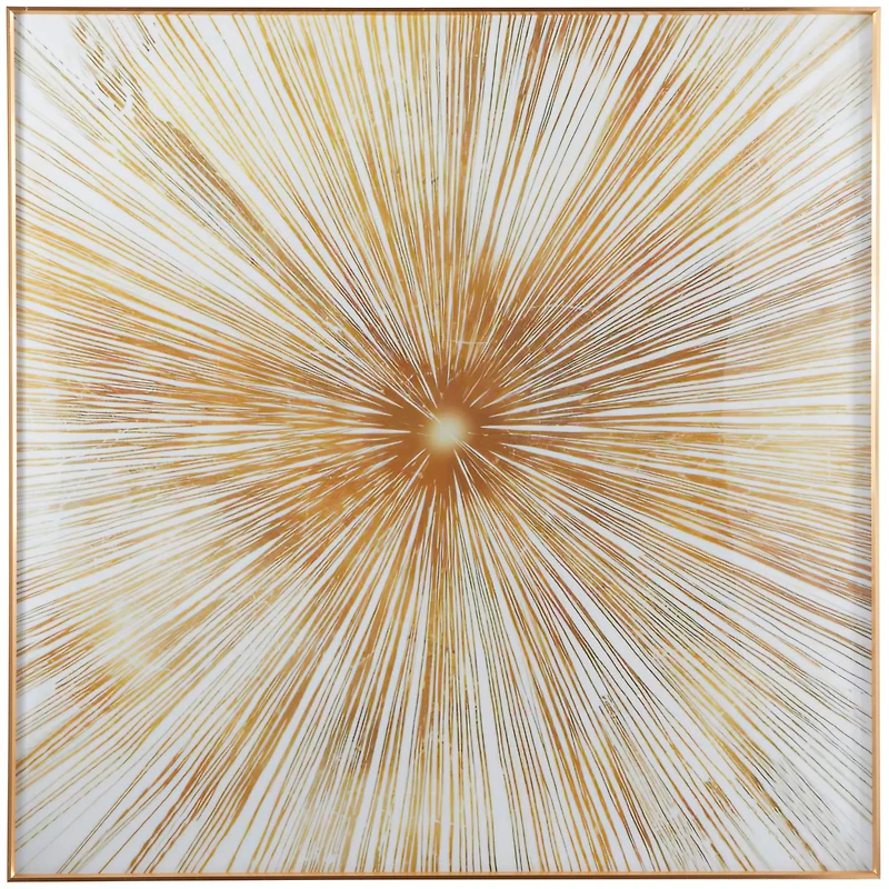 CosmoLiving by Cosmopolitan Gold Porcelain Radial Starburst Framed Wall Art with Gold Aluminum Frame 40" x 2" x 40"