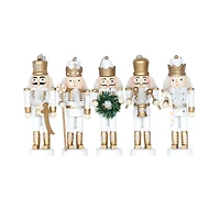 Santa's Workshop 5" White & Gold Nutcracker Set