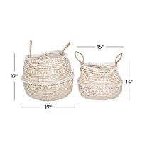 Brown Wood Natural Storage Basket Set