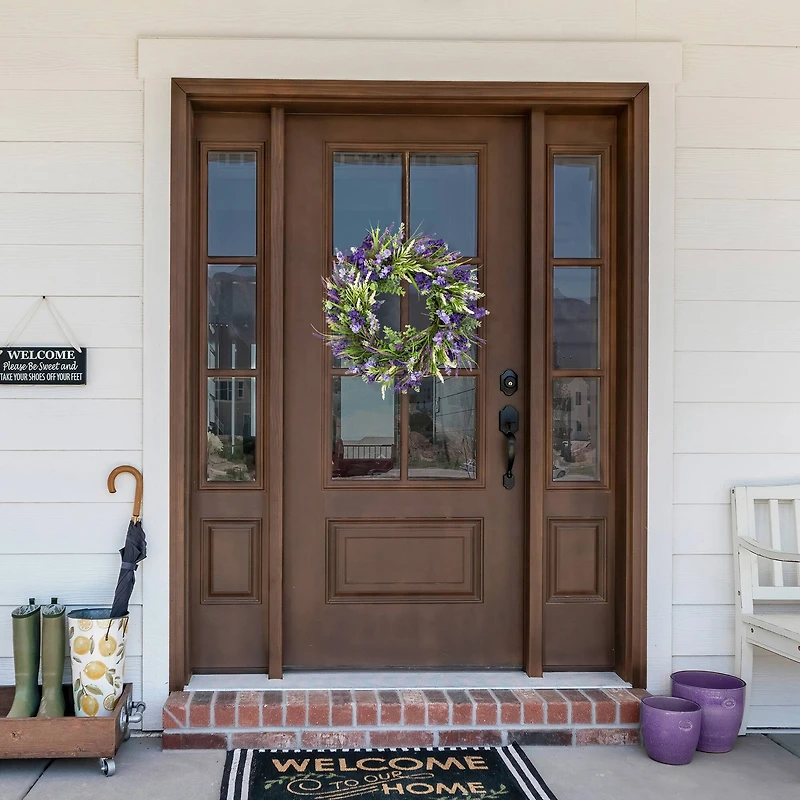 24" Purple & Green Orion Geranium Lavender Foliage Artificial Spring Wreath