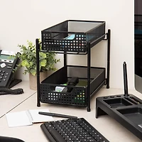 Mind Reader 2-Tier Metal Mesh Heavy Duty Organizer Slide Out Basket Drawer