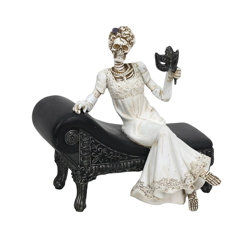 7" Skeleton Bride with Mask on Chaise Lounge Tabletop Décor by Ashland®