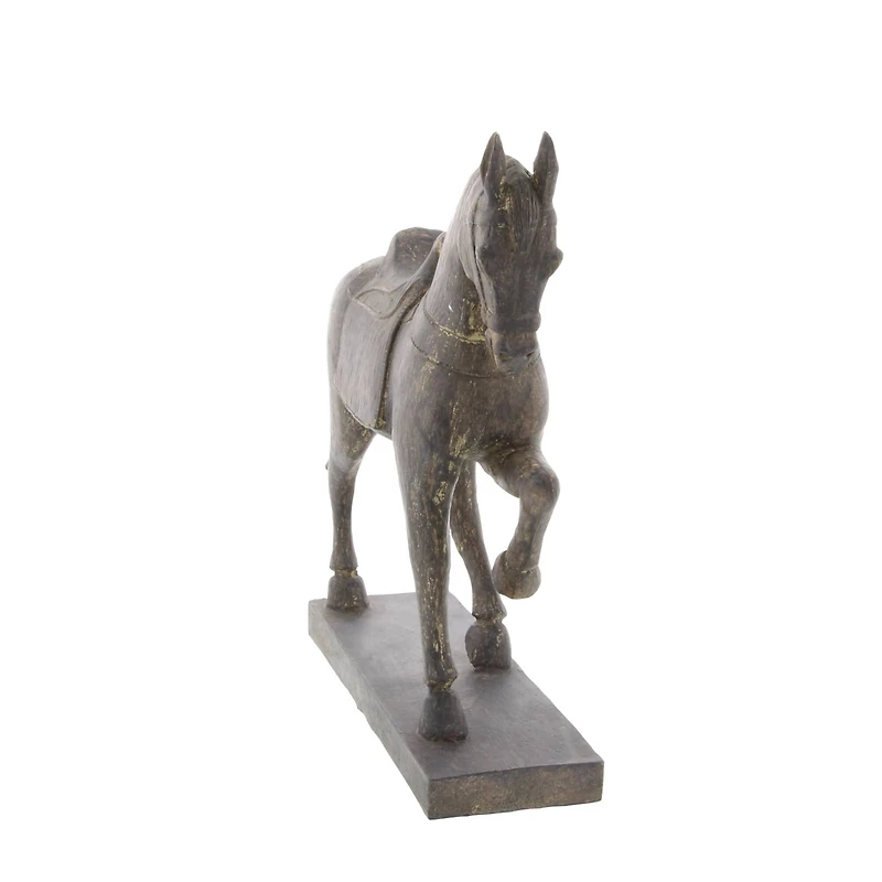 15" Brown Polystone Traditional Horse Sculpture