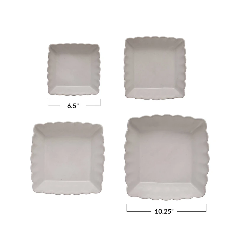 Hello Honey® Matte White Square Stoneware Scalloped Edge Serving Dish Set