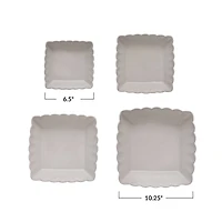 Hello Honey® Matte White Square Stoneware Scalloped Edge Serving Dish Set