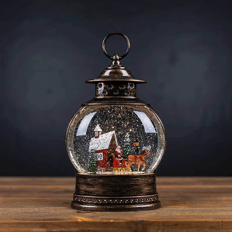 11.5" LED Snow Globe with Santa's Sleigh