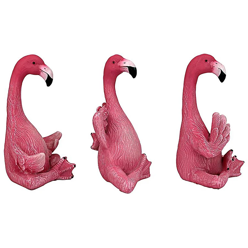 Design Toscano 5.5" Zen of Pink Flamingos Yoga Garden Statue Set