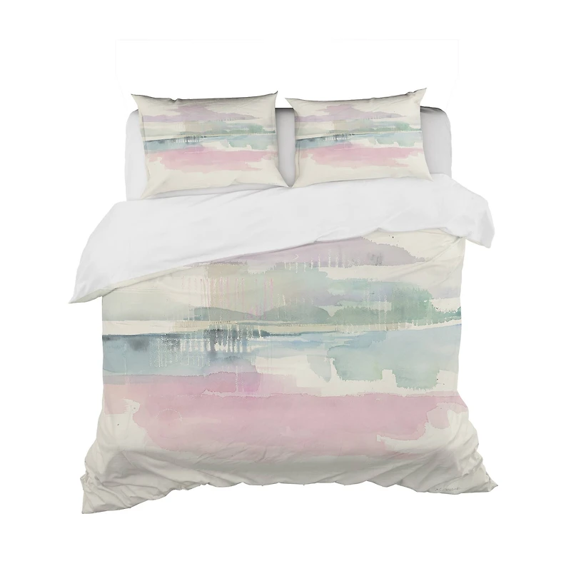 Designart 'Pink Lifting Fog' Geometric Bedding Set
