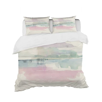 Designart 'Pink Lifting Fog' Geometric Bedding Set