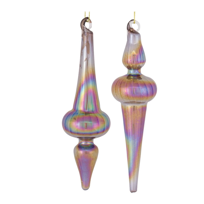 12ct. 6" Iridescent Glass Finial Drop Ornaments