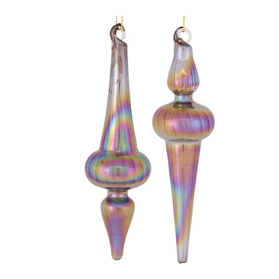 12ct. 6" Iridescent Glass Finial Drop Ornaments