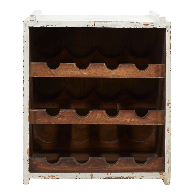 16" White Wood Farmhouse Wine Rack