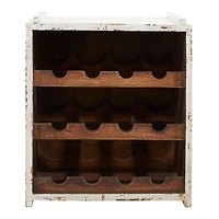 16" White Wood Farmhouse Wine Rack