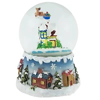 5.5" Santa Claus on Sleigh with Snowy Village Rotating Musical Water Globe