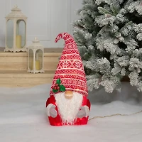 22" Lit Gnome with Red Hat Sculpture