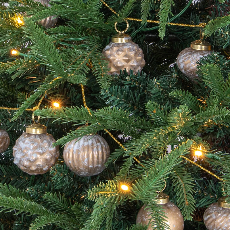 Hello Honey® 6ft. Marbled Taupe Embossed Mercury Glass Ball Ornament Garland