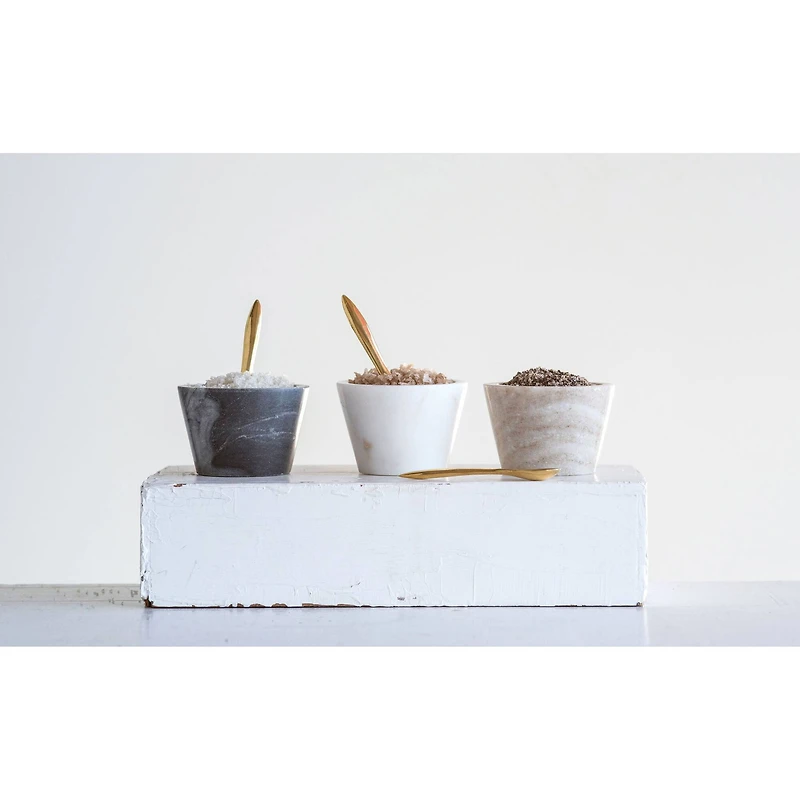 Hello Honey® Assorted Marble Pinch Pots with Brass Spoons, 3ct.