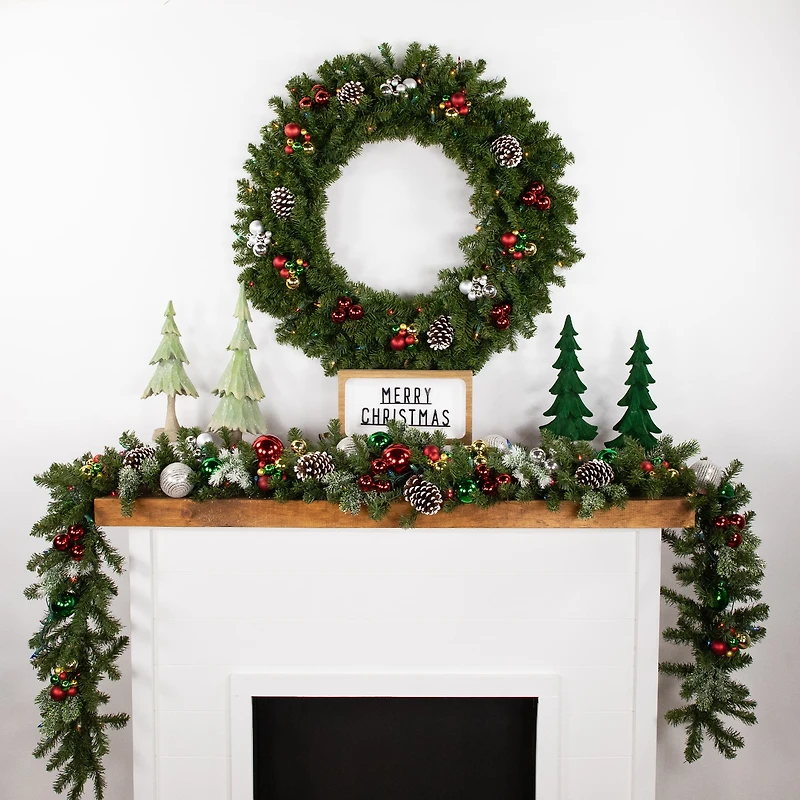 36" Pre-Lit Artificial Christmas Canadian Pine Wreath