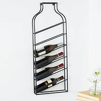 13" x 35" Black Metal Bottle Shape Wall Wine Rack