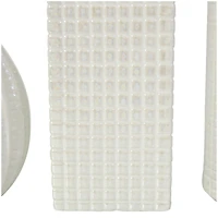 8" Cream Ceramic Geometric Textured Vase Set