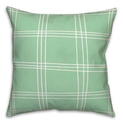Mint Grid Throw Pillow