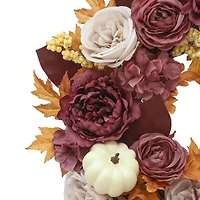 24" Peony, Rose & Pumpkin Wreath by Ashland®