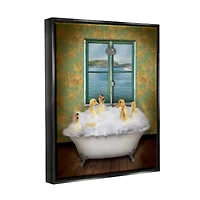 Stupell Industries Ducks Bathing Tub Ocean View Floater Framed Art