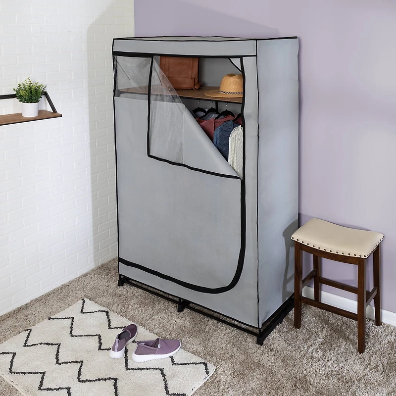 Honey Can Do 46'' Gray Portable Wardrobe Closet