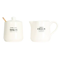 Hello Honey® White Charming Stoneware Creamer & Sugar Pot Set with Spoon