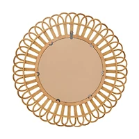 Brown Rattan Bohemian Wall Mirror, 35" x 35" x 1"
