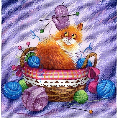 MP Studia Cat And Thread Balls Cross Stitch Kit