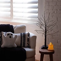 2ft. Pre-Lit Artificial Halloween Black Twig Tree with 210 Warm White Fairy Copper Wire LED Lights