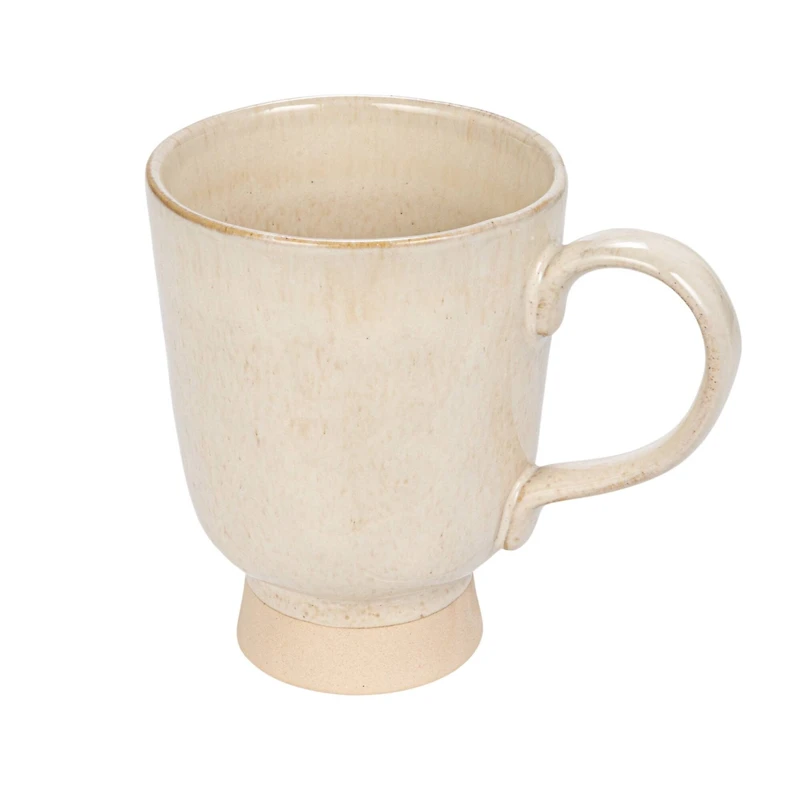 Hello Honey® 4.75" Cream Speckled Glaze Stoneware Footed Mug, 4ct.