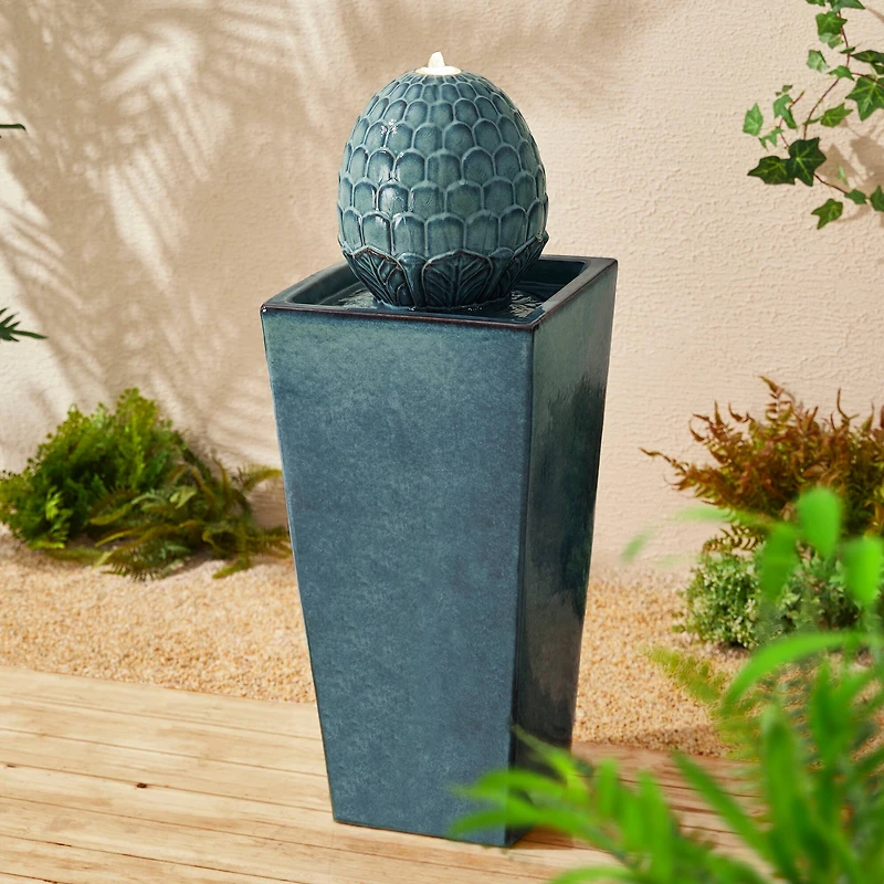 Glitzhome® 36" LED Artichoke Pedestal Ceramic Fountain