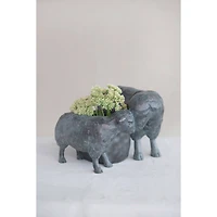 Hello Honey® 5'' Distressed Black Finish Resin Sheep Planter
