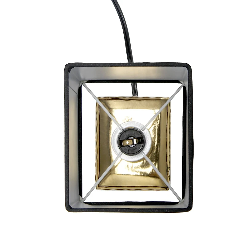 Simple Designs 12" Petite Hammered Gold Square Table Lamp