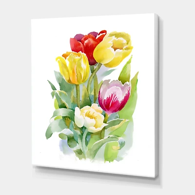 Designart - Bouquet of White and Red Tulips