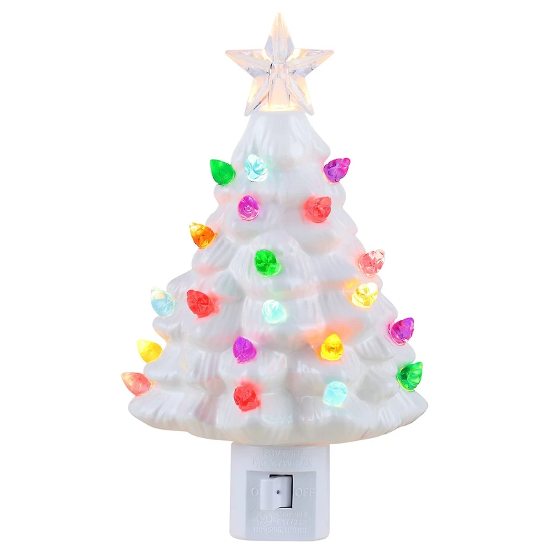 White Nostalgic Christmas Tree Nightlight, 2ct.