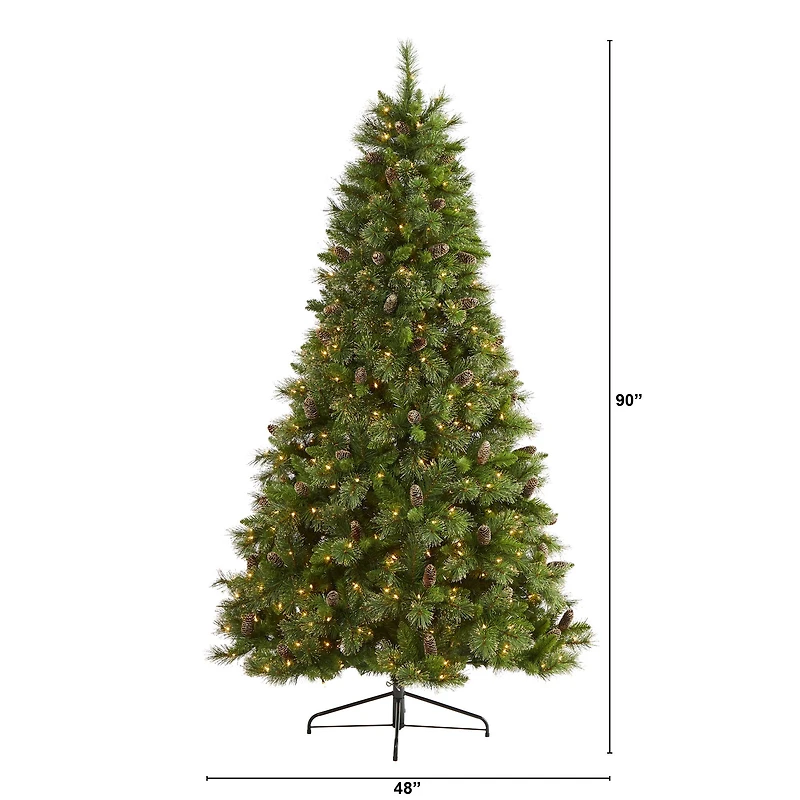 7.5ft. Pre-Lit Golden Tip Washington Pine & Pinecones Artificial Christmas Tree with Clear Lights