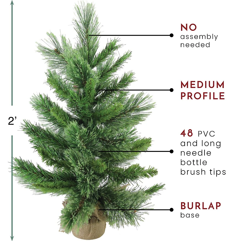 2ft. Unlit Mixed Cashmere Pine Artificial Potted Christmas Tree