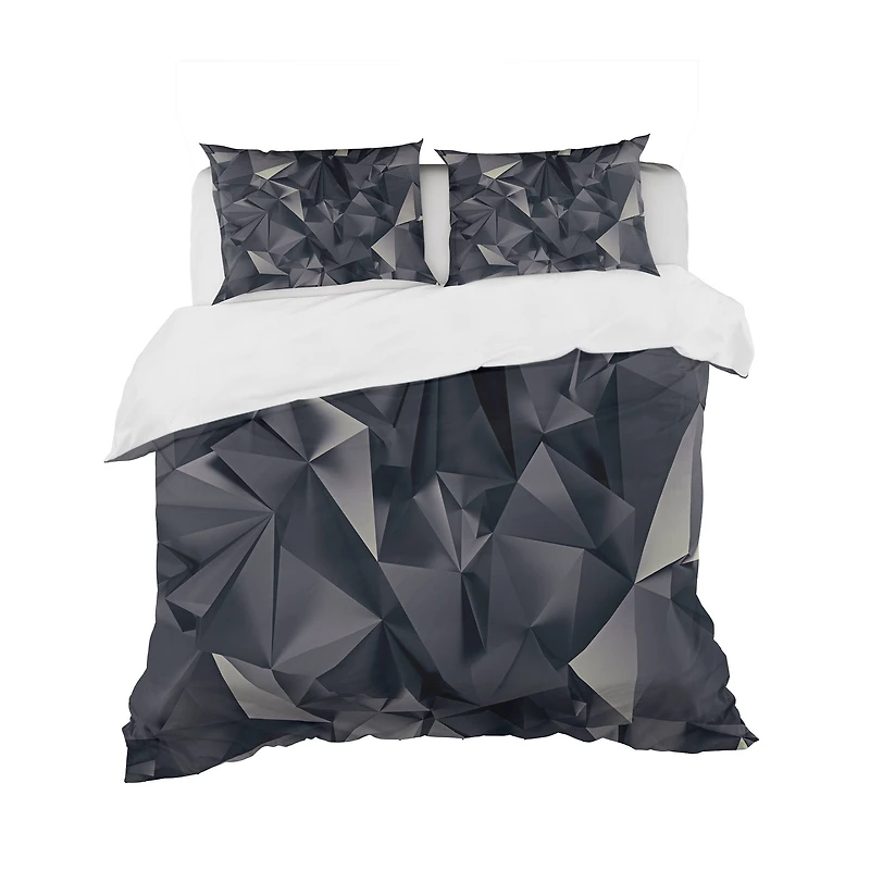 Designart 'Geometric Triangular Shades of Black' Modern & Contemporary Bedding Set - Duvet Cover & Shams