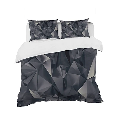 Designart 'Geometric Triangular Shades of Black' Modern & Contemporary Bedding Set - Duvet Cover & Shams