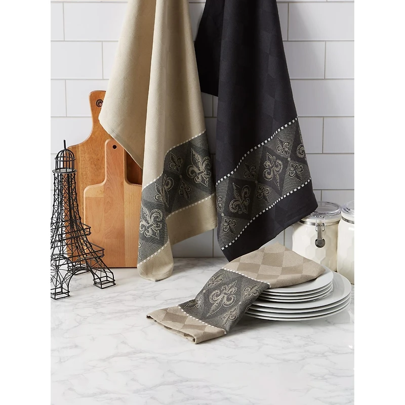 DII® Fleur De Lis Jacquard Dishtowel Set