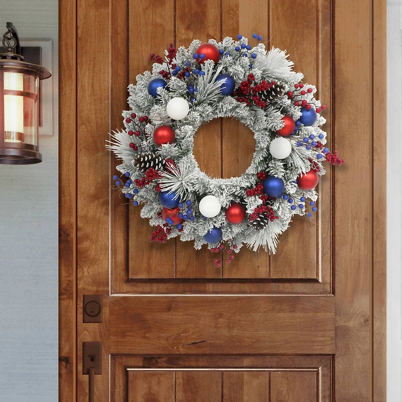 24" Adorned Flocked Wreath